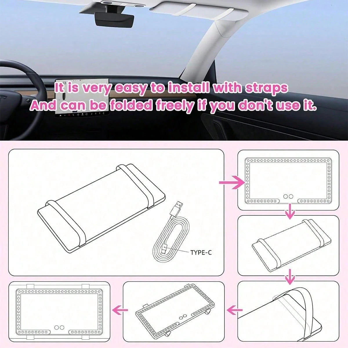 LED Vanity Mirror For Car Sun Visors, Smart Touch LED Car Vanity Mirror- 3 Lighting Modes And 60 LEDs- Rechargeable, Touch Dimming. Effortless Makeup Application, Car Interior Accessory- The Ideal