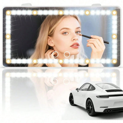 LED Vanity Mirror For Car Sun Visors, Smart Touch LED Car Vanity Mirror- 3 Lighting Modes And 60 LEDs- Rechargeable, Touch Dimming. Effortless Makeup Application, Car Interior Accessory- The Ideal