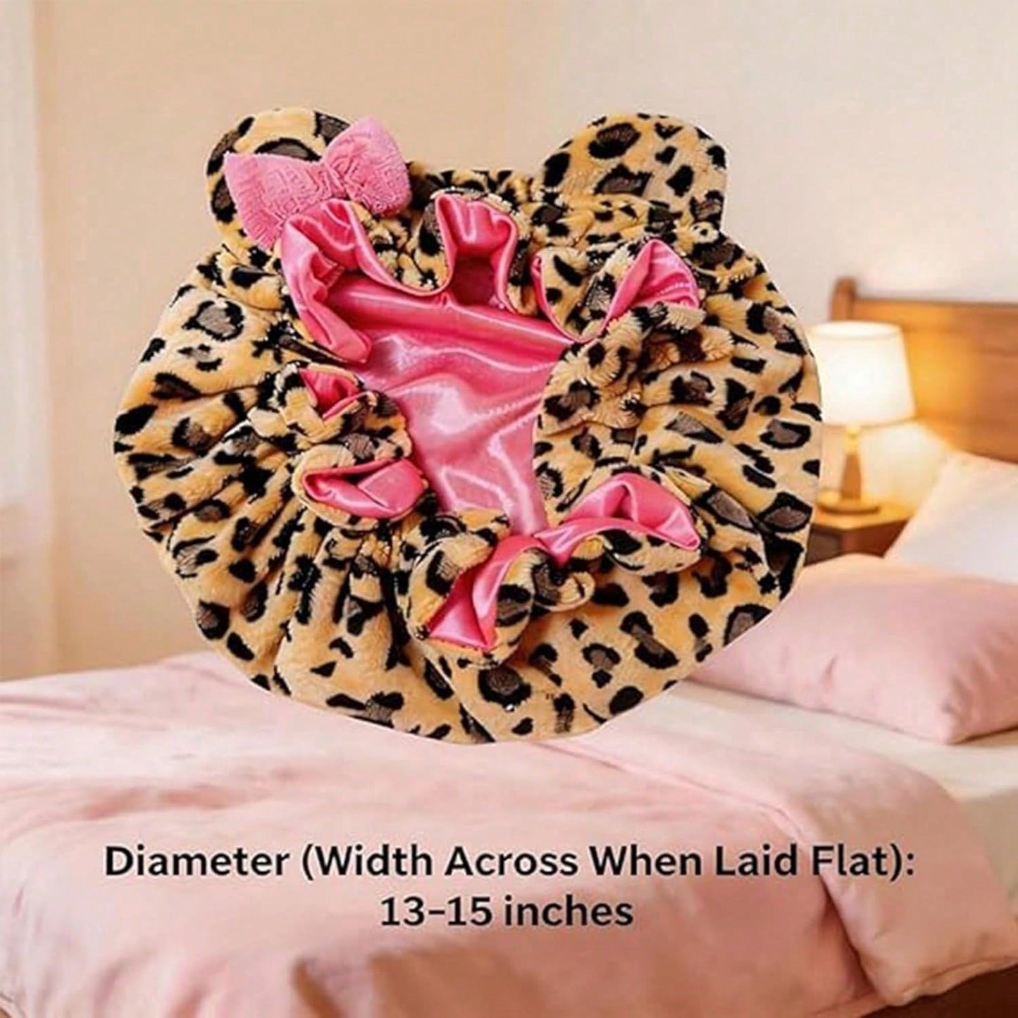 Leopard Print Teddy Bonnet, Ultra-Cozy Comfortable Wearing Experience Helps Reduce Hair Breakage, Durable Bonnets Women And Bonnets Women Silk Style, Portable Shower Cap And Daily Necessary Hair Stuff