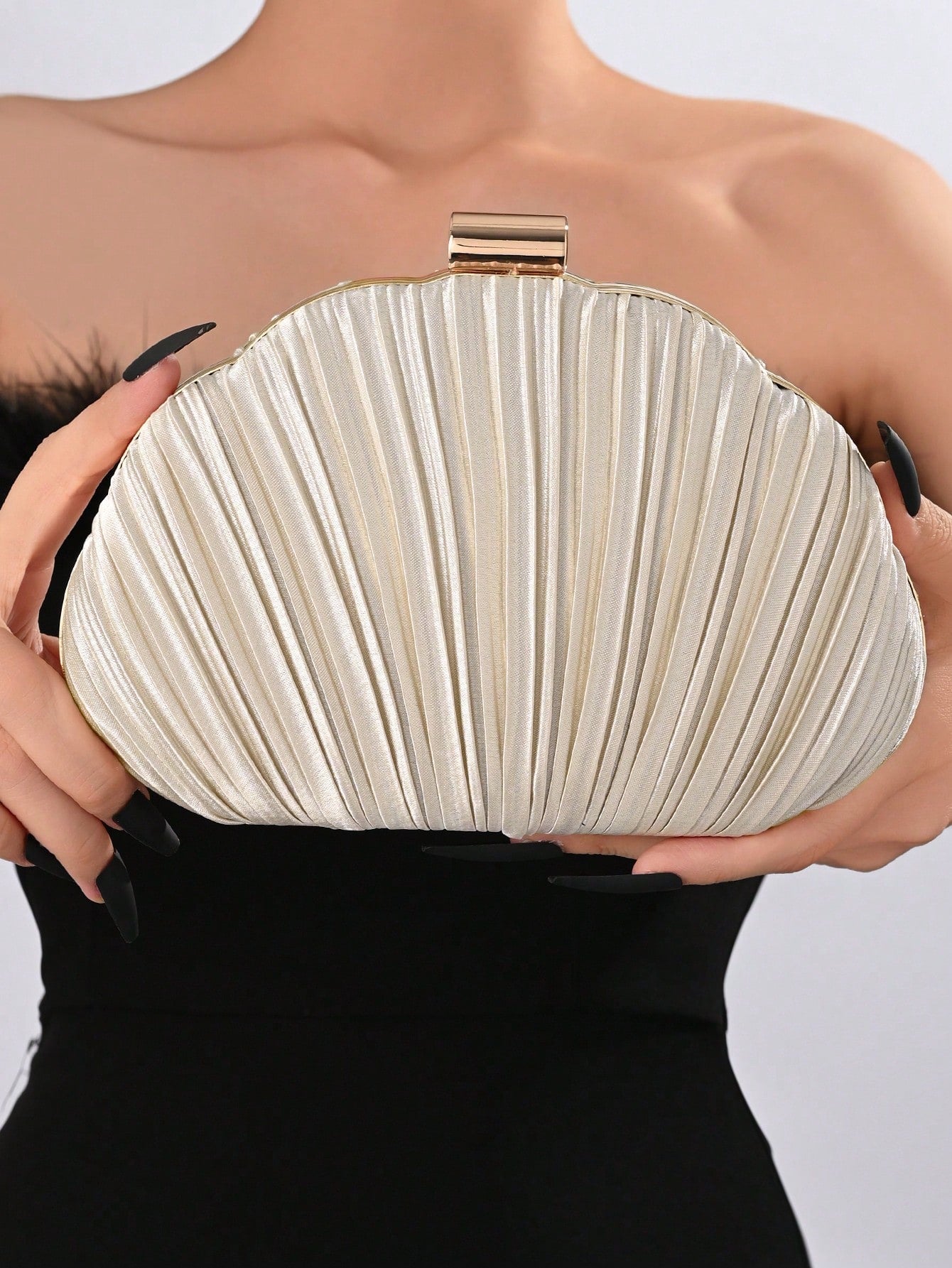 Lightweight, Business Casual Rhinestone Decor Bucket Bag Mini Drawstring Design,Straw Bag,Bride, Wedding Items
