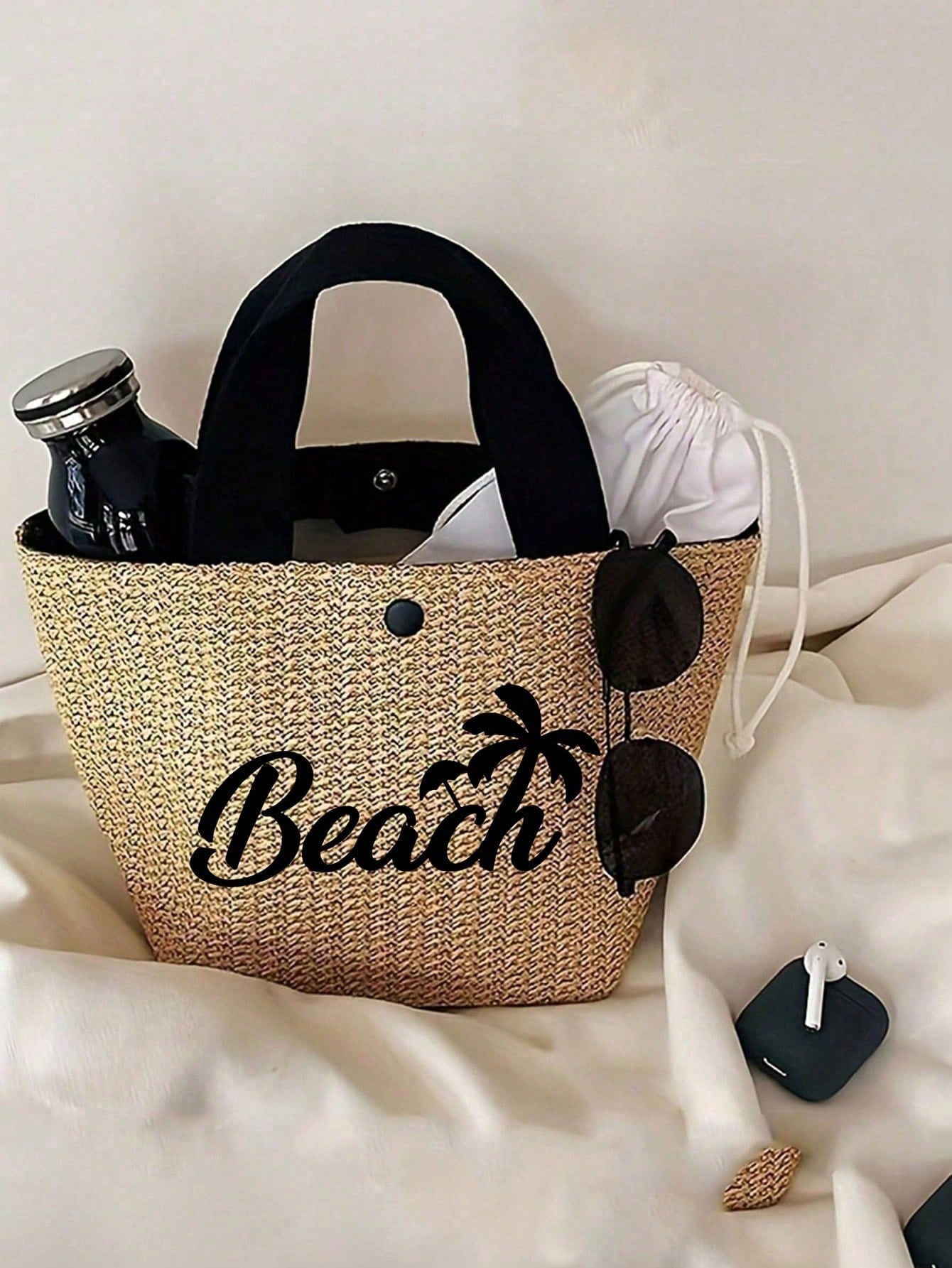 Lightweight Woven Tote Bag,Bech Bag,Women's Summer Crossbody Bag,Casual Handbag,Mini Minimalist,Outdoors,Summer Women Bags,Women Bags For Vacatio