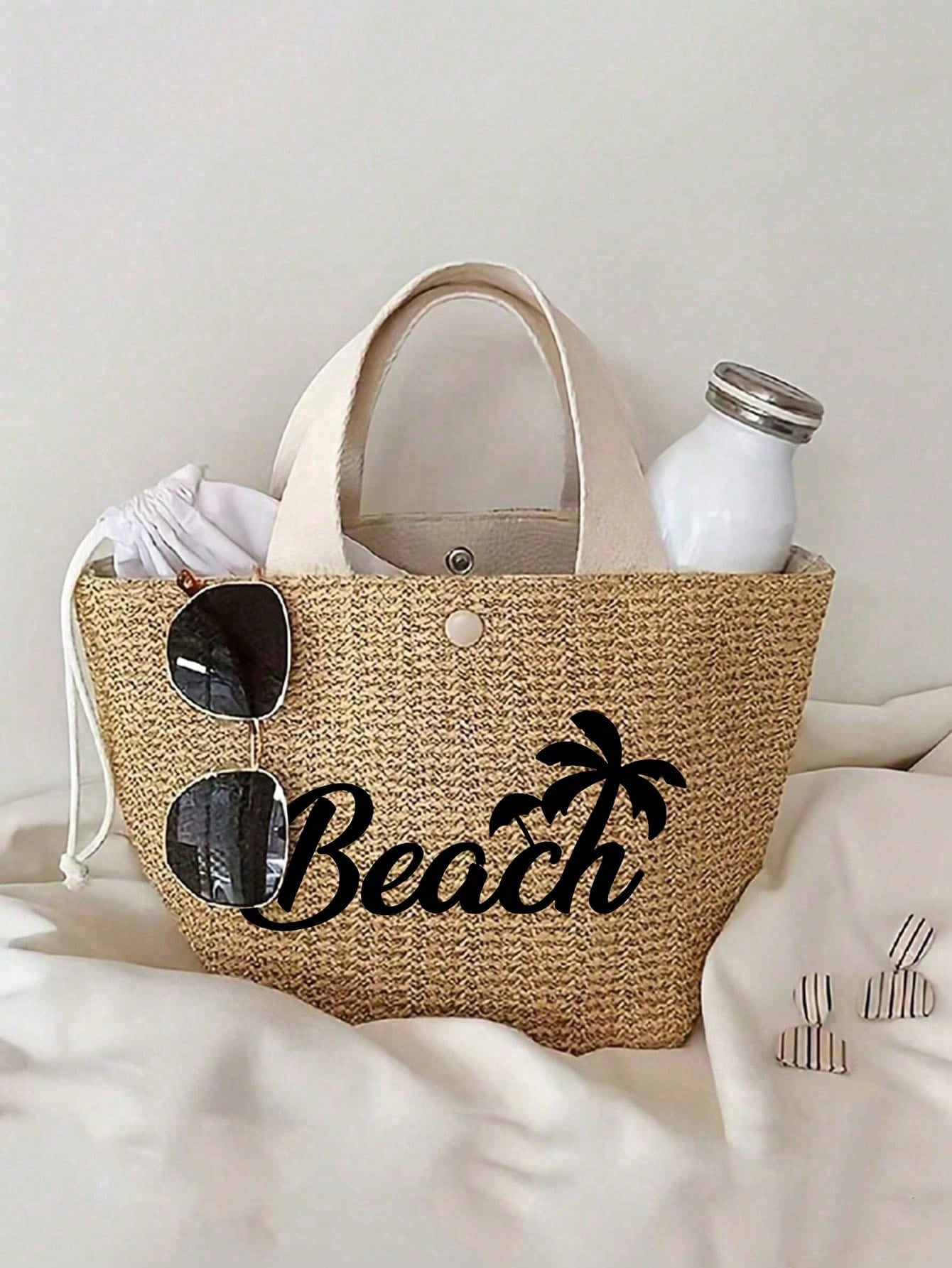 Lightweight Woven Tote Bag,Bech Bag,Women's Summer Crossbody Bag,Casual Handbag,Mini Minimalist,Outdoors,Summer Women Bags,Women Bags For Vacatio
