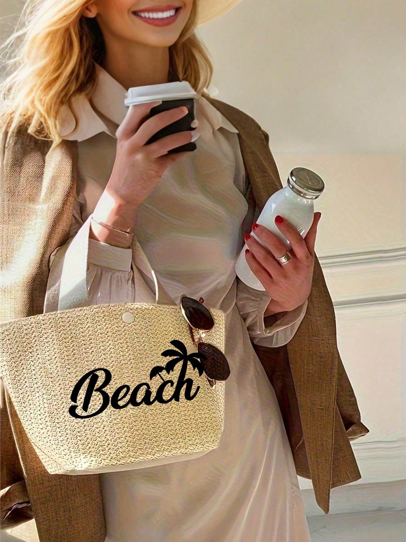 Lightweight Woven Tote Bag,Bech Bag,Women's Summer Crossbody Bag,Casual Handbag,Mini Minimalist,Outdoors,Summer Women Bags,Women Bags For Vacatio