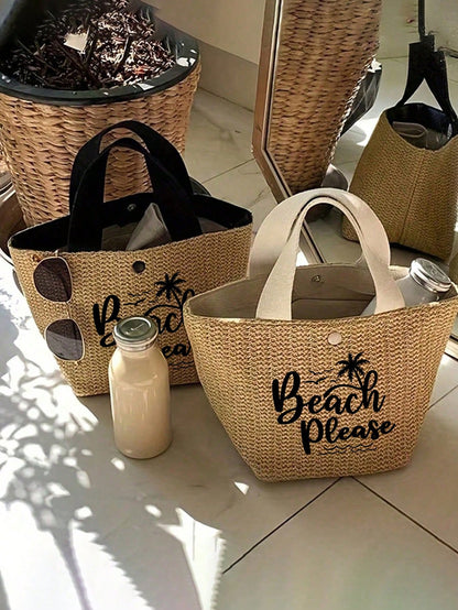 Lightweight Woven Tote Bag,Bech Bag,Women's Summer Crossbody Bag,Casual Handbag,Mini Minimalist,Outdoors,Summer Women Bags,Women Bags For Vacatio