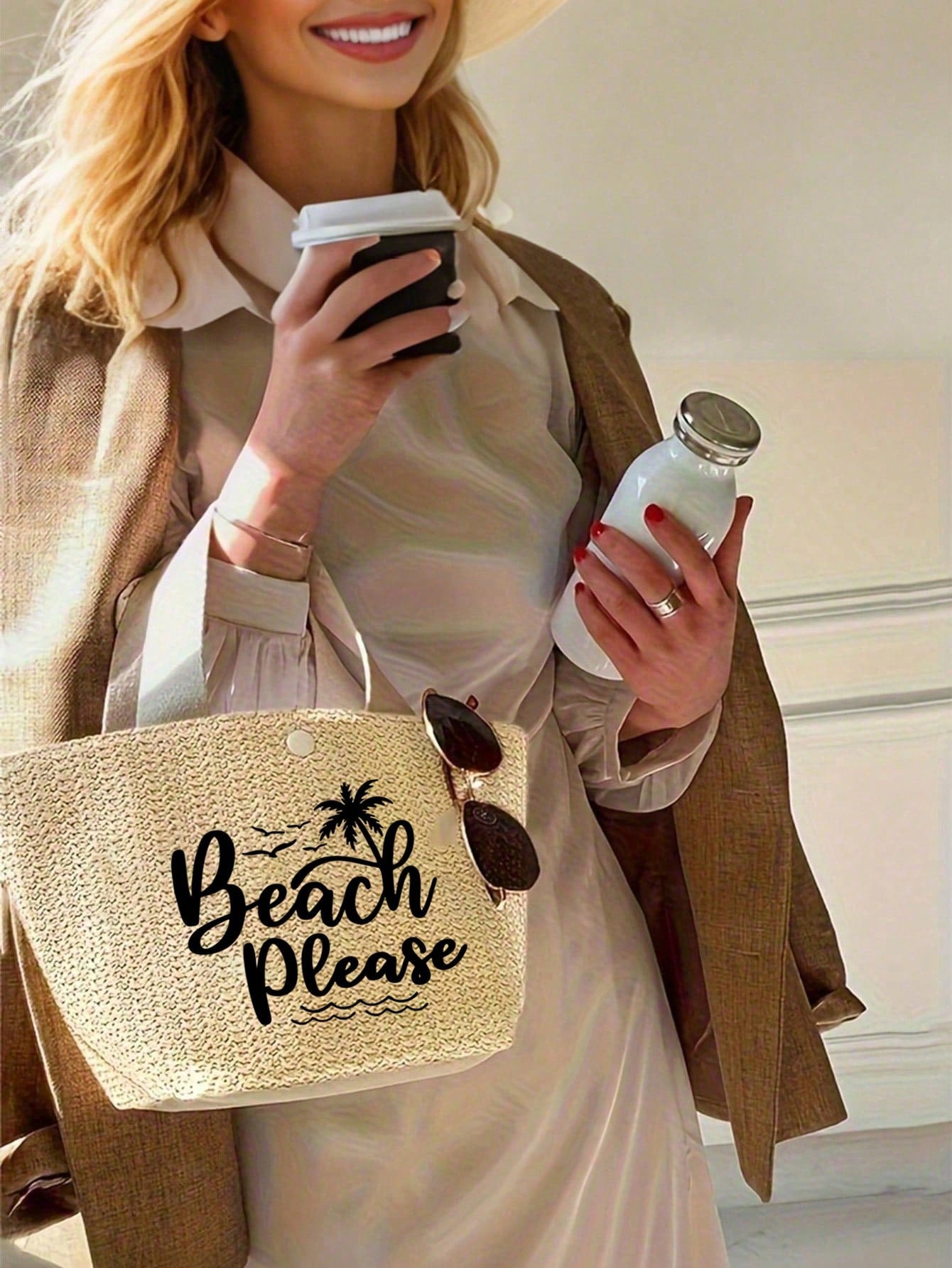 Lightweight Woven Tote Bag,Bech Bag,Women's Summer Crossbody Bag,Casual Handbag,Mini Minimalist,Outdoors,Summer Women Bags,Women Bags For Vacatio