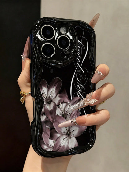Lily Painted Soft Phone Case, Suitable For IP17/IP17PROMAX/Iphone16pro/Iphone16promax/Iphone15/XR/7p8p/P12promax/P13promax/P14PROMAX/P13/P14/P11/P12/P14, Cute & Fashionable Thick Protective Cover For