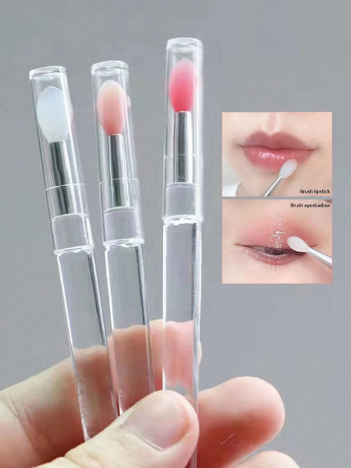Lip Brush,3Pcs Silicone Covered Lip Brush, Portable Lipstick Brush Cosmetic Brush Makeup Tools,Giveaways