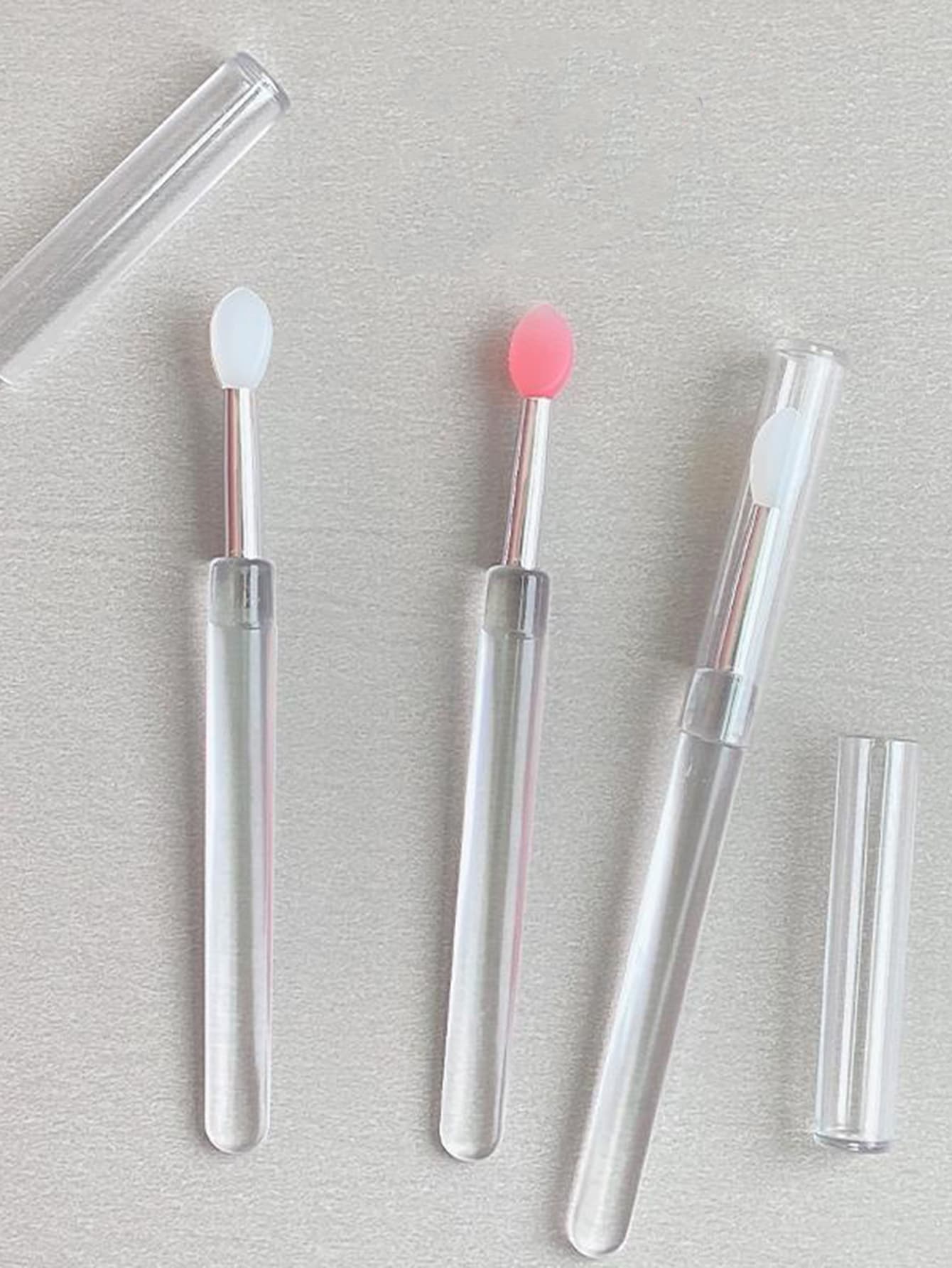 Lip Brush,3Pcs Silicone Covered Lip Brush, Portable Lipstick Brush Cosmetic Brush Makeup Tools,Giveaways