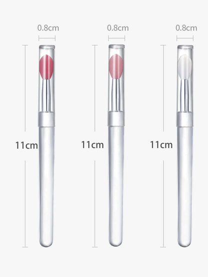Lip Brush,3Pcs Silicone Covered Lip Brush, Portable Lipstick Brush Cosmetic Brush Makeup Tools,Giveaways