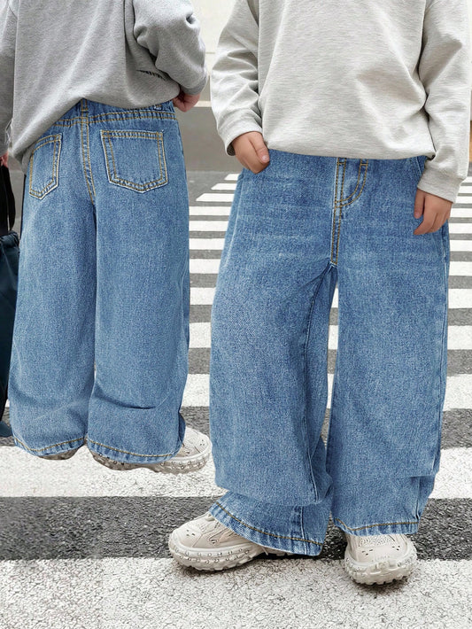 Little Byeori Young BoyRetro Blue Loose Fit Jeans
