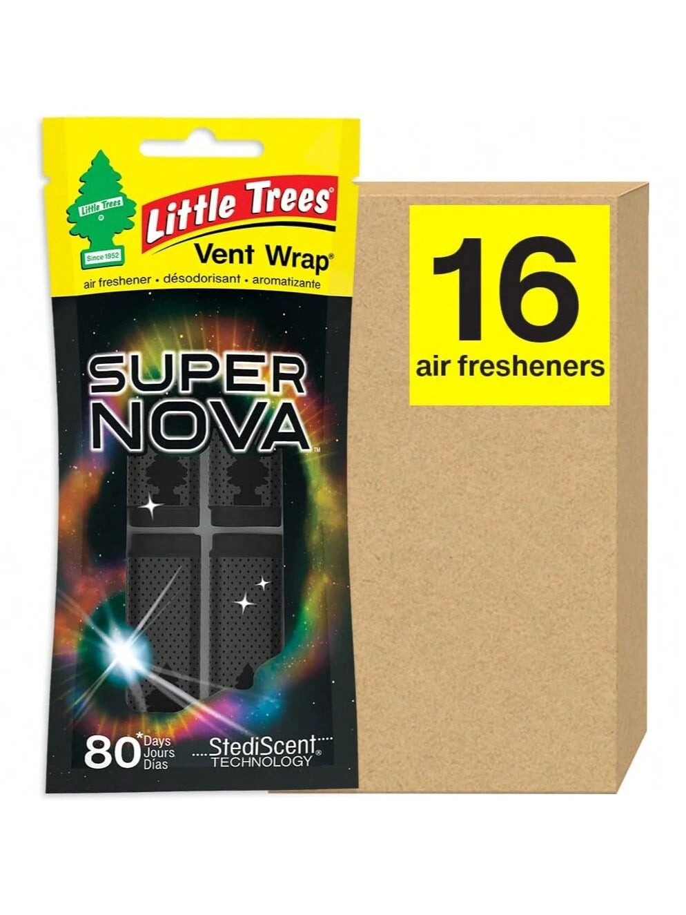 LITTLE TREES Car Air Freshener| Vent Wrap Provides Long-Lasting Scent, Invisibly Fresh!| Supernova, 16 Air Fresheners