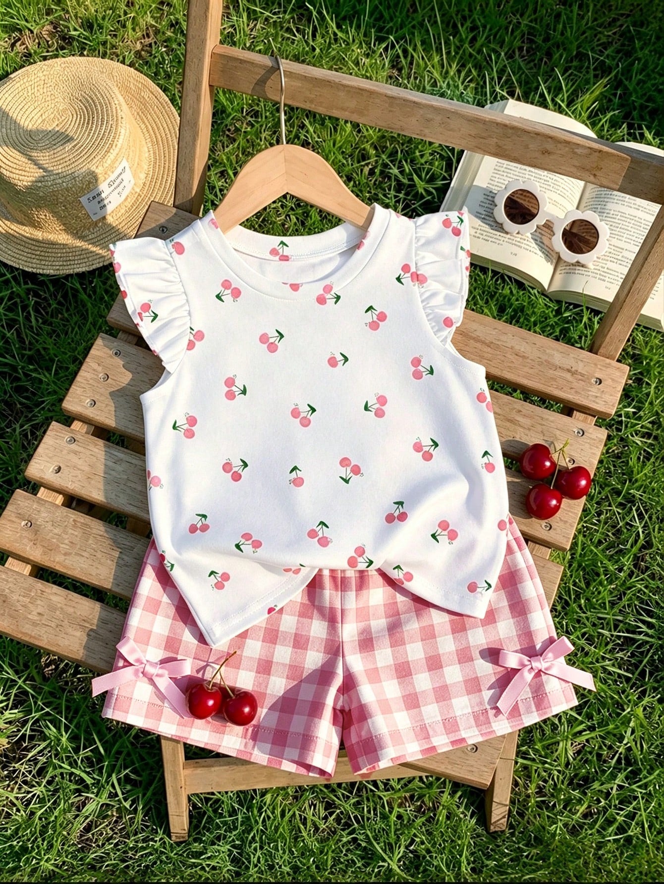 LMoss Kids Baby Girl Casual Fashion Cartoon Pattern Cute Flutter Sleeve Round Neck Top Suitable For Spring And Summer