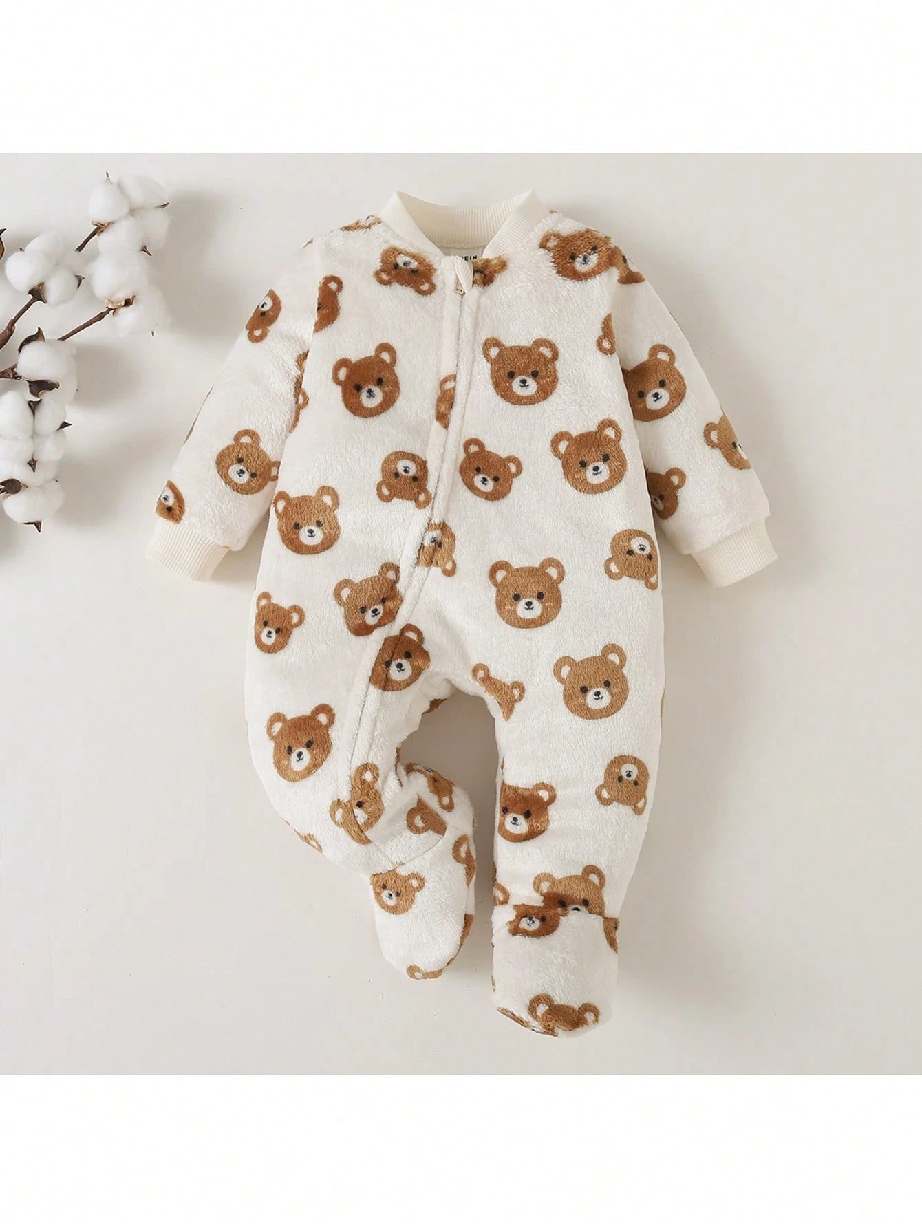 Loomiva Newborn Baby Girl Cute Casual Plush Cartoon Pattern Long Sleeve Loungewear