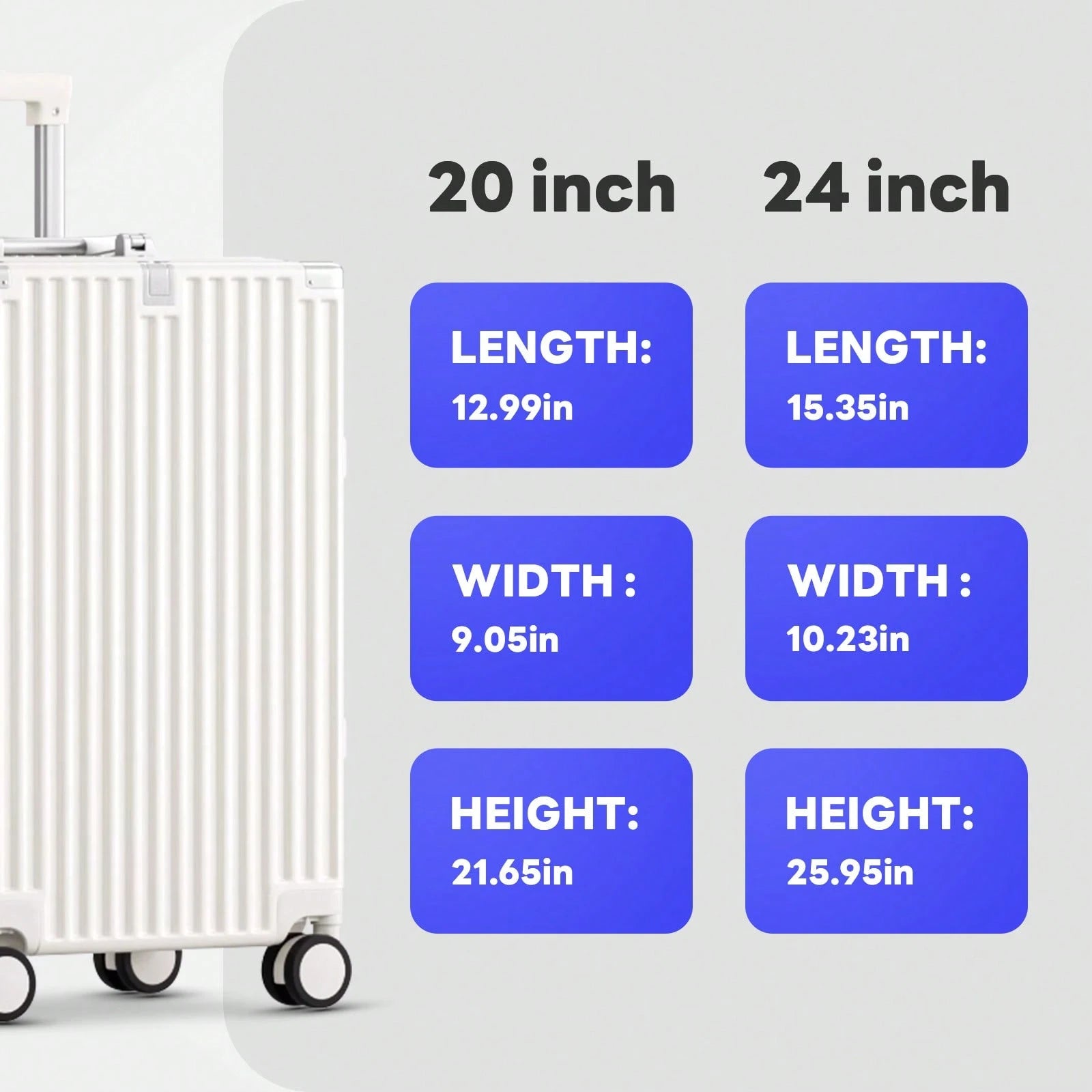 Luggage Set 20/24 Aluminum Frame Luggage Set With Cup Holder & Charge TSA Lock,Hardshell Zipperless Design Carry On And Checked Luggage Unisex (Model A – Black 20inch)