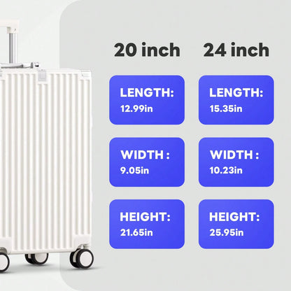 Luggage Set 20/24 Aluminum Frame Luggage Set With Cup Holder & Charge TSA Lock,Hardshell Zipperless Design Carry On And Checked Luggage Unisex (Model A – Black 20inch)