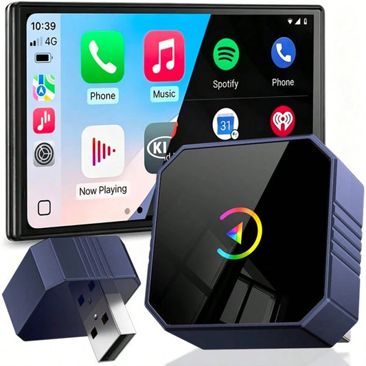LULUYOUTH Wireless CarPlay Adapter, Plug & Play For Factory Wired CarPlay & Android Auto, Screen Mirroring, IOS & Android, USB-A To USB-C Included