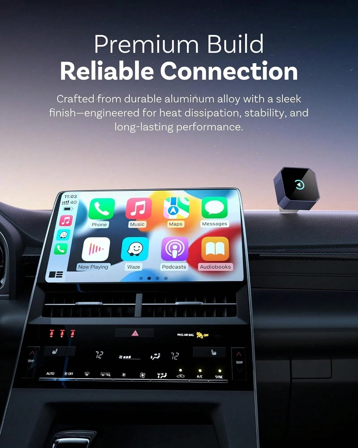LULUYOUTH Wireless CarPlay Adapter, Plug & Play For Factory Wired CarPlay & Android Auto, Screen Mirroring, IOS & Android, USB-A To USB-C Included
