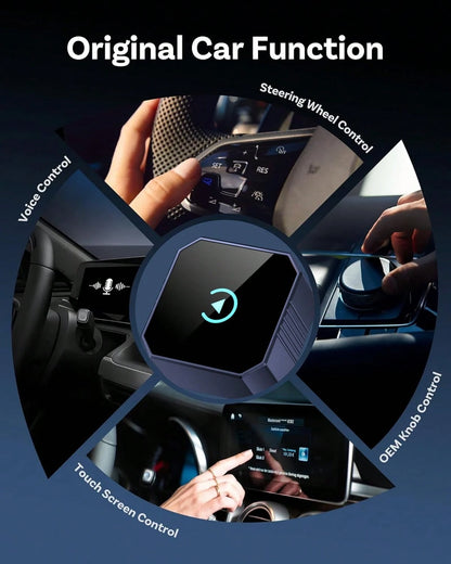 LULUYOUTH Wireless CarPlay Adapter, Plug & Play For Factory Wired CarPlay & Android Auto, Screen Mirroring, IOS & Android, USB-A To USB-C Included
