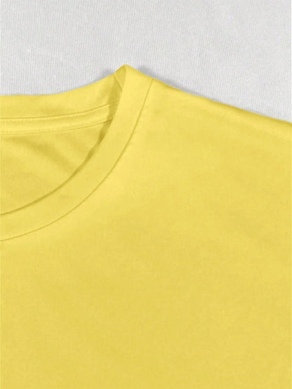 LUNE Smiling Sun "BE THE SUNSHINE" Beach Vacation Style Printed Casual Cowboy Plus Size T-Shirt Yellow Summer
