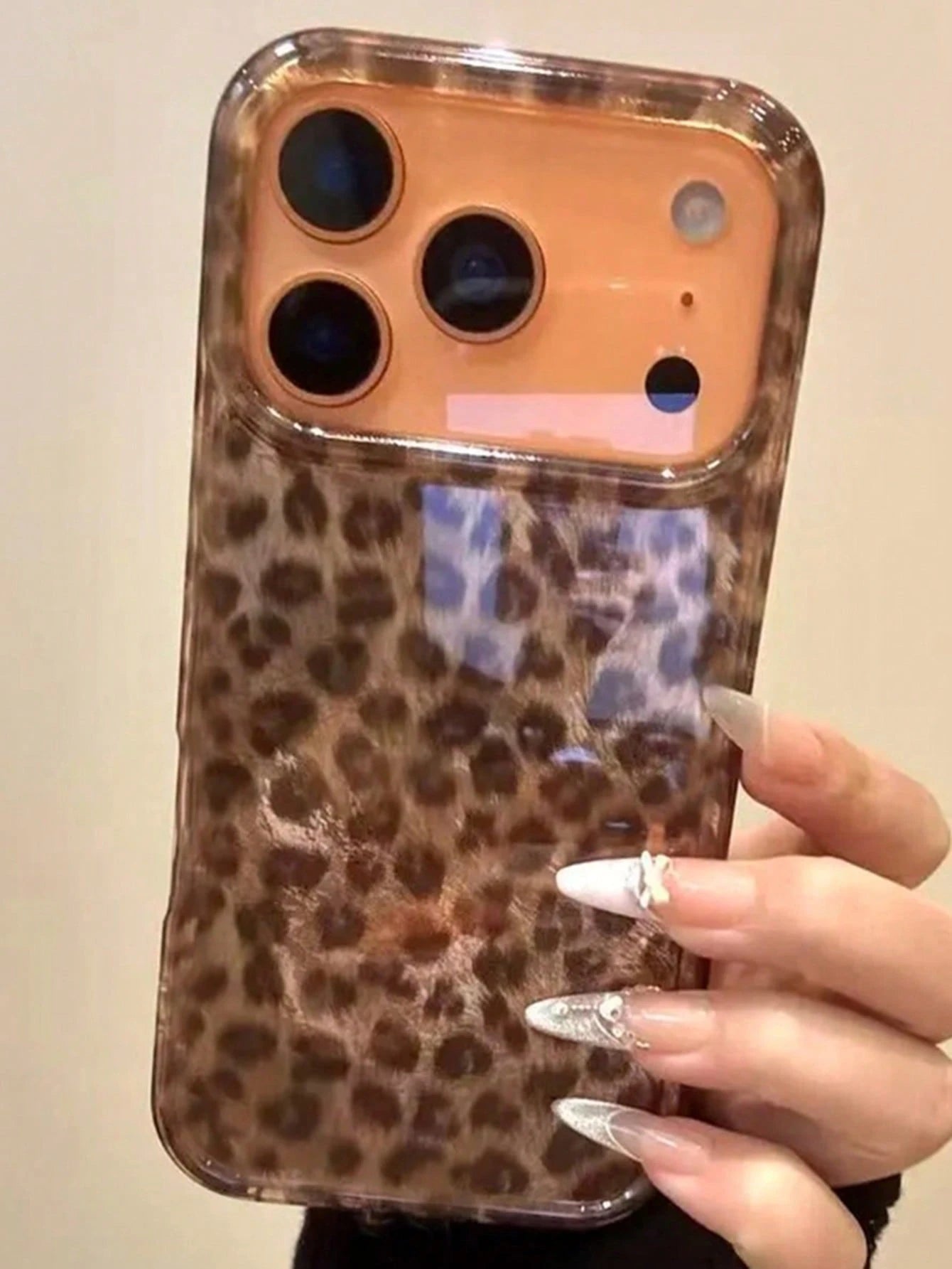 Luxury Leopard Print Element Fashion Phone Case Leopard Print Autumn Brown Glitter Glacier Phone Case Compatible With Iphone 17 Pro Max 17 Pro 17 16 Pro Max 16 Pro 16 15 Pro Max 15 Pro 15 14 Pro Max 1