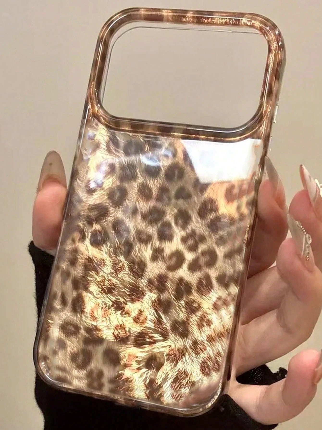 Luxury Leopard Print Element Fashion Phone Case Leopard Print Autumn Brown Glitter Glacier Phone Case Compatible With Iphone 17 Pro Max 17 Pro 17 16 Pro Max 16 Pro 16 15 Pro Max 15 Pro 15 14 Pro Max 1