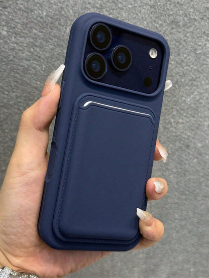 Luxury Silicone Magnetic Wireless Charging Card Holder Phone Case Compatible With IPhone 17ProMax 17Pro 17 16 15 14 13 12 11 Pro Max 16 15 14 Plus Magnetic Back Cover