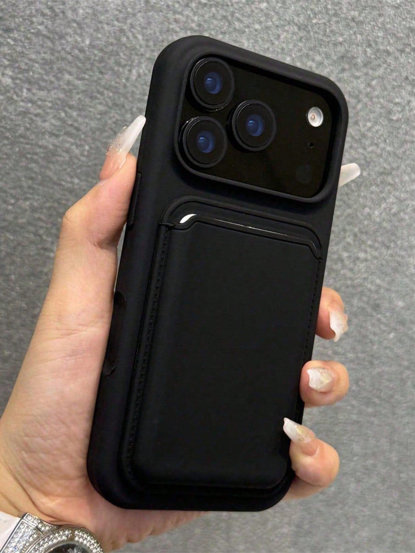 Luxury Silicone Magnetic Wireless Charging Card Holder Phone Case Compatible With IPhone 17ProMax 17Pro 17 16 15 14 13 12 11 Pro Max 16 15 14 Plus Magnetic Back Cover