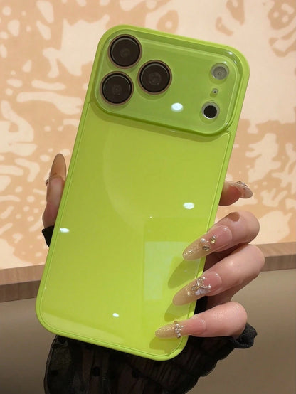 Luxury Solid Color Glossy Glass Phone Case Compatible With IPhone 17 Pro Max, 16, 15, 14, 13, 12, 11 Pro Max, Lens Protection, Minimalist Solid Color Cute & Elegant Phone Case Compatible With IPhone 1