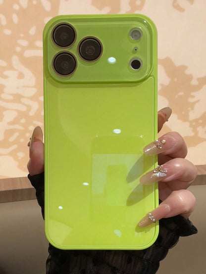 Luxury Solid Color Glossy Glass Phone Case Compatible With IPhone 17 Pro Max, 16, 15, 14, 13, 12, 11 Pro Max, Lens Protection, Minimalist Solid Color Cute & Elegant Phone Case Compatible With IPhone 1