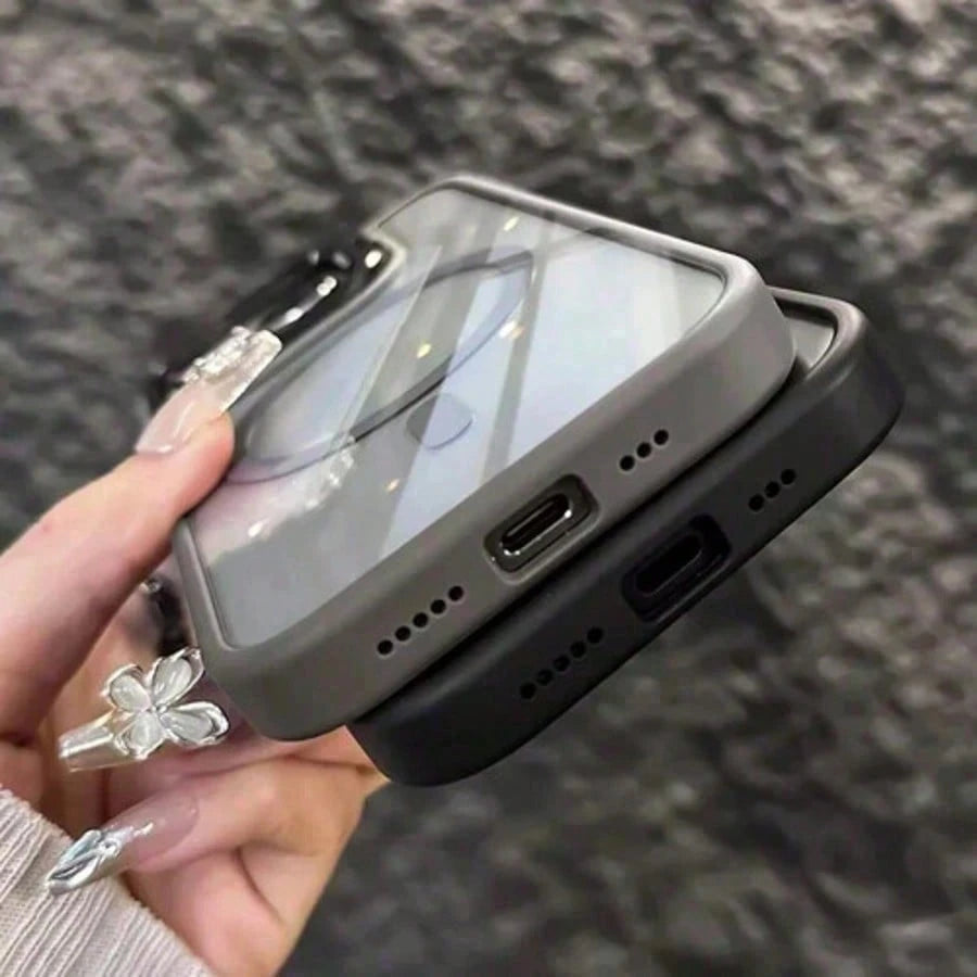 Luxury Transparent Magnetic Phone Case For IPhone 17 Pro Max 16/15/14 Plus, Rotating Camera Stand Holder,Full Protection Anti-Scratch Shockproof Cover