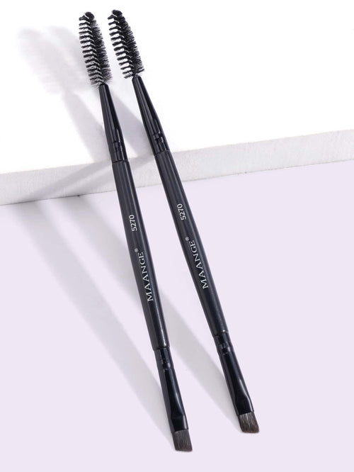 MAANGE 2pcs Double-Ended Eyebrow Brush Set, Makeup Tools, Soft Fiber Material, Convenient To Carry, Travel Essential, Eyebrow Brush, Eyeshadow Brush, Spiral Brush