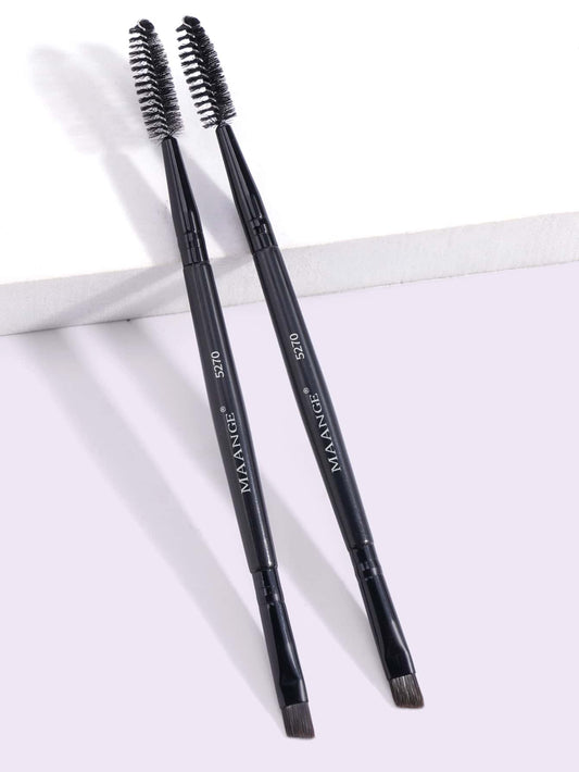 MAANGE 2pcs Double-Ended Eyebrow Brush Set, Makeup Tools, Soft Fiber Material, Convenient To Carry, Travel Essential, Eyebrow Brush, Eyeshadow Brush, Spiral Brush