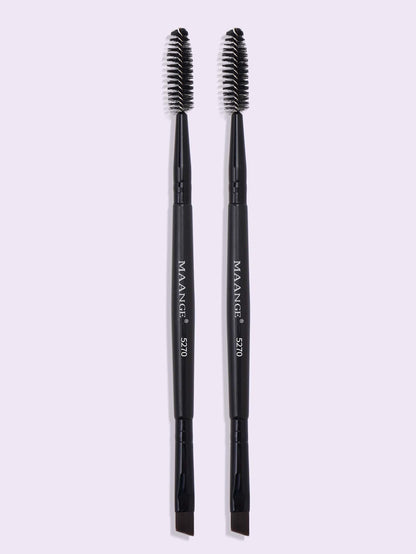 MAANGE 2pcs Double-Ended Eyebrow Brush Set, Makeup Tools, Soft Fiber Material, Convenient To Carry, Travel Essential, Eyebrow Brush, Eyeshadow Brush, Spiral Brush