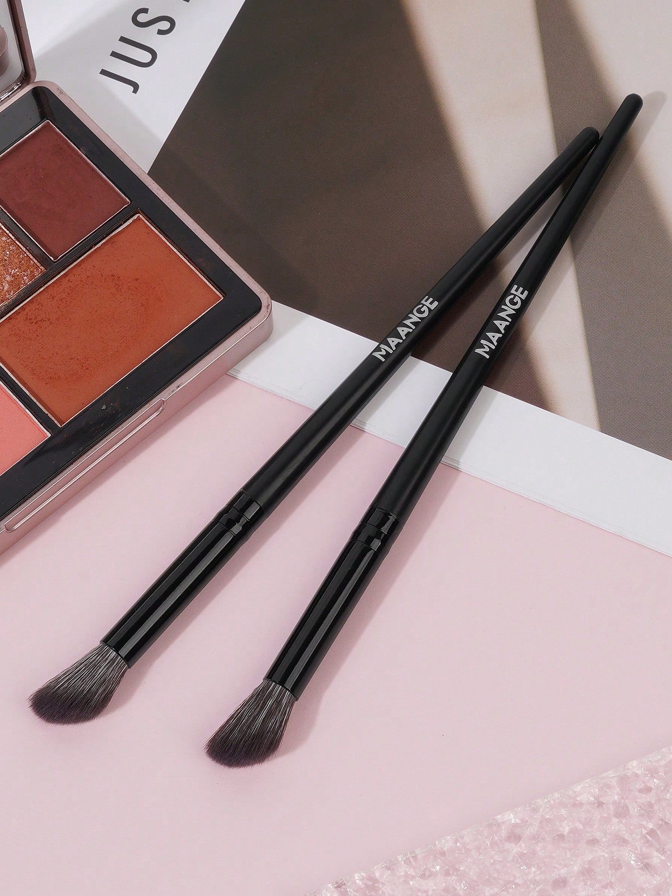 MAANGE 2pcs Double-Ended Eyebrow Brush Set, Makeup Tools, Soft Fiber Material, Convenient To Carry, Travel Essential, Eyebrow Brush, Eyeshadow Brush, Spiral Brush