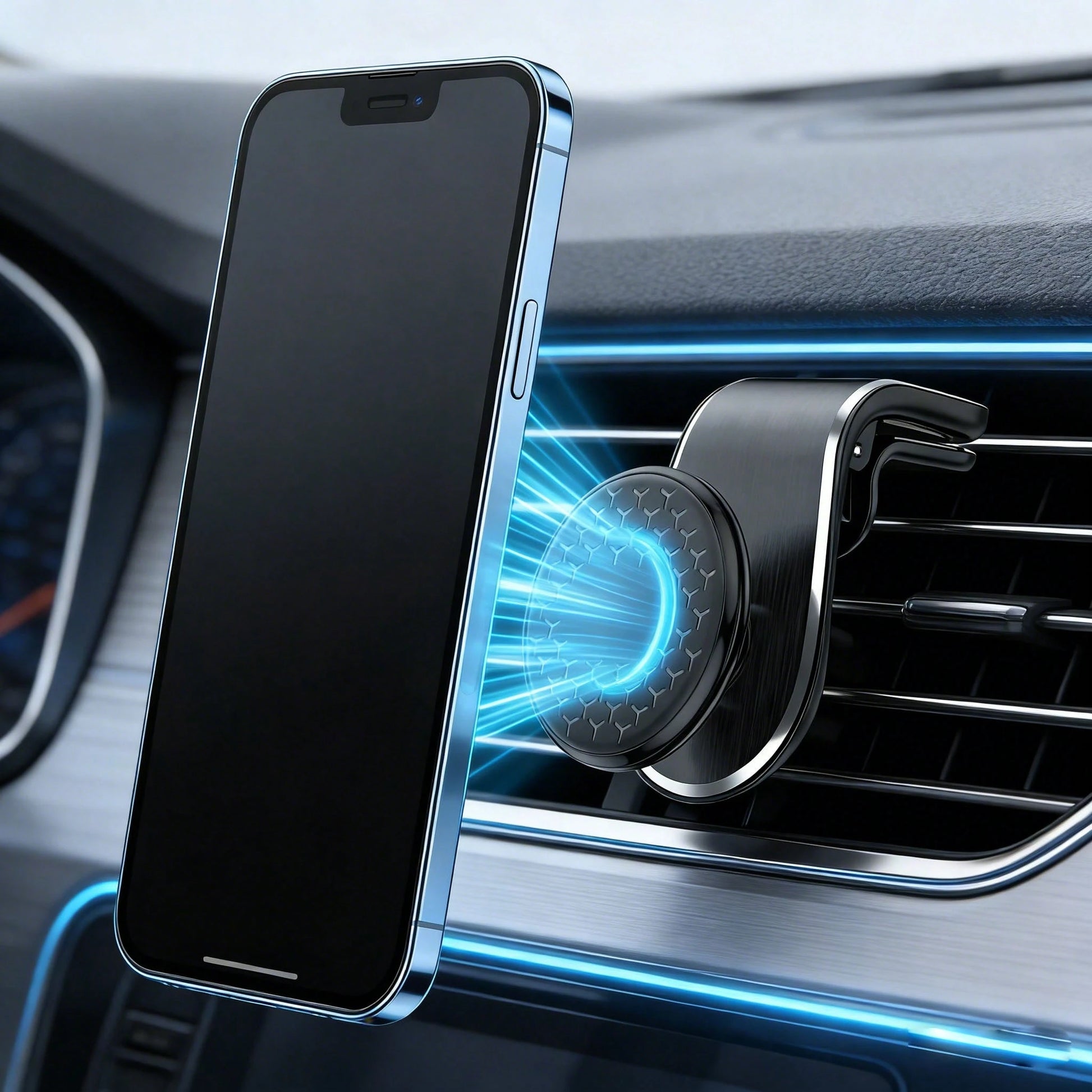 Magnetic Car Air Vent Mount, Strong Magnetic Absorption Anti-Shock, 360° Rotation Multi-Angle, Air Vent Installation Won't Block Vision, Multi-Scenario Applicable, Navigation & Office