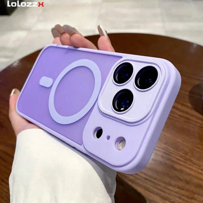Magnetic Luxury Matte Translucent Armor Shockproof 17 Pro 16 15 14 Plus 13 12 11 Back Cover