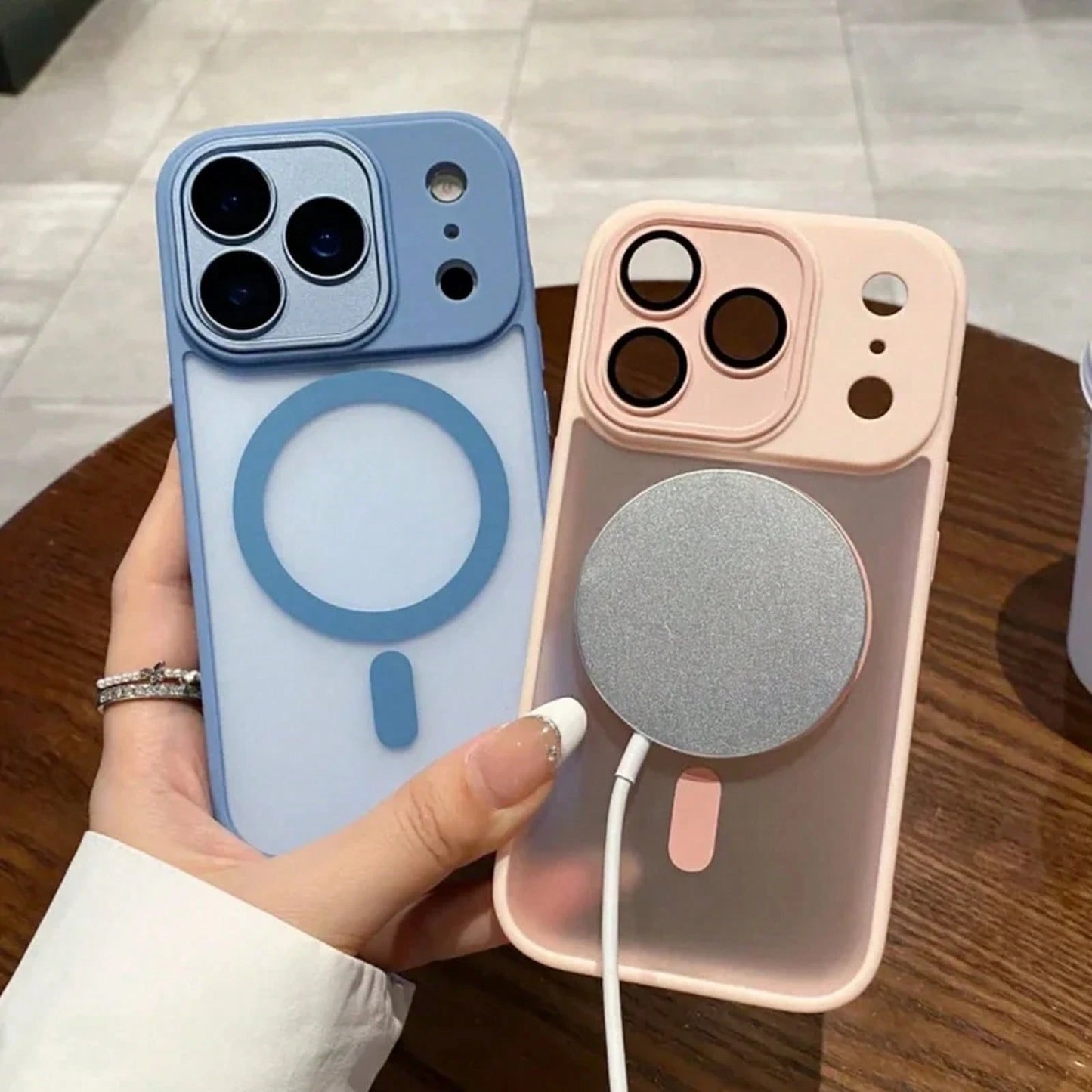 Magnetic Luxury Matte Translucent Armor Shockproof 17 Pro 16 15 14 Plus 13 12 11 Back Cover