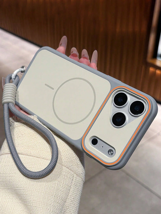 Magnetic Matte Dual-Color Phone Case With Lanyard Compatible With 17 Pro Max, 17 Pro, 16 Pro Max, 16 Pro, 15 Pro Max, 15 Pro, 14 Pro Max, 14 Pro, 13 Pro Max, 13 Pro, Couple Gift, Wireless Charging, An