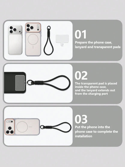 Magnetic Matte Dual-Color Phone Case With Lanyard Compatible With 17 Pro Max, 17 Pro, 16 Pro Max, 16 Pro, 15 Pro Max, 15 Pro, 14 Pro Max, 14 Pro, 13 Pro Max, 13 Pro, Couple Gift, Wireless Charging, An
