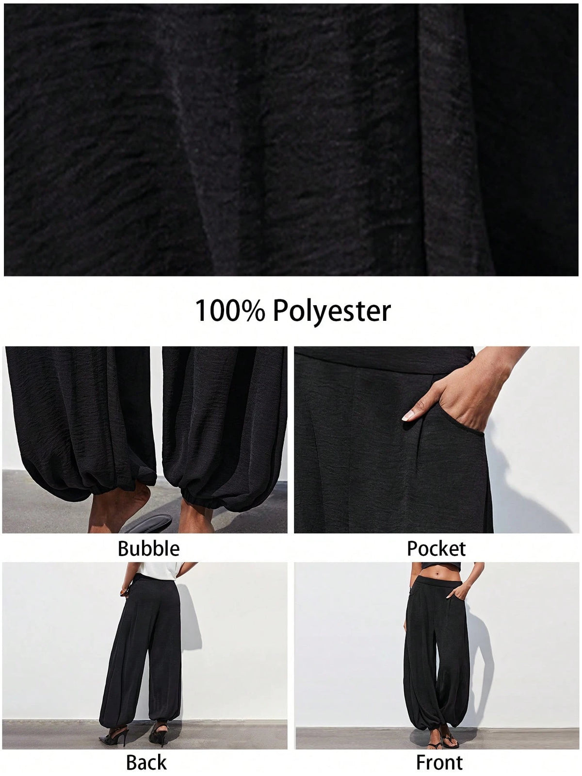 Maija Women's Solid Color Pocket Casual Loose Tapered Pants