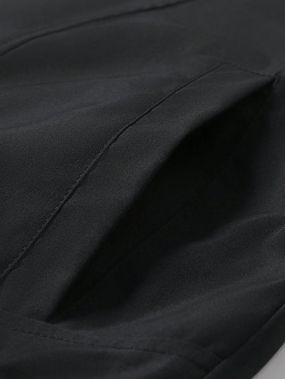 Manfinity Homme Men's Solid Color Zip-Up Casual Versatile Daily Travel Long Sleeve Jacket