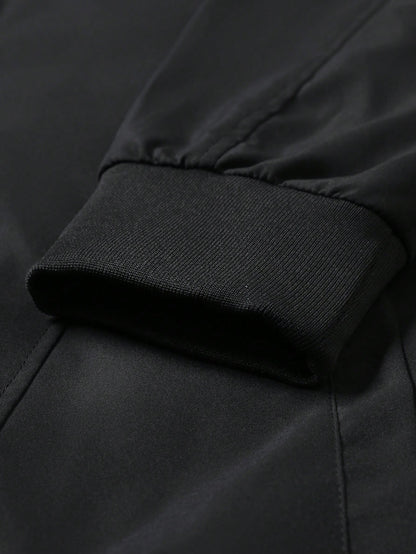 Manfinity Homme Men's Solid Color Zip-Up Casual Versatile Daily Travel Long Sleeve Jacket