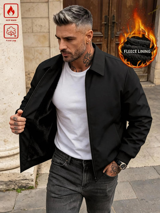 Manfinity Homme Men's Thickened Thermal Lined Padded Coat With Collar And Zipper Closure, Cold-Proof
