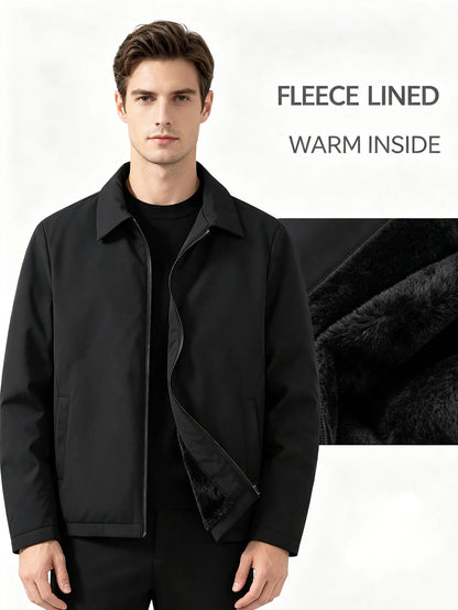 Manfinity Homme Men's Thickened Thermal Lined Padded Coat With Collar And Zipper Closure, Cold-Proof