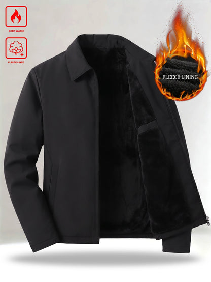 Manfinity Homme Men's Thickened Thermal Lined Padded Coat With Collar And Zipper Closure, Cold-Proof