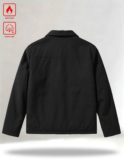 Manfinity Homme Men's Thickened Thermal Lined Padded Coat With Collar And Zipper Closure, Cold-Proof