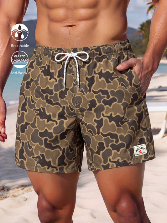 Manfinity KASUA Men Plus Size Casual Printed Beach Shorts, Holiday