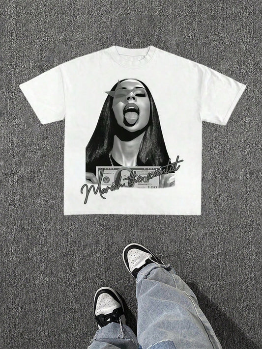 Mariahh The Scientistt Star Grey Tee Shirt, Graphic Tee Shirt (Unisex Tops Short Sleeve T-Shirts)