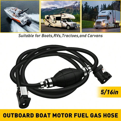 Marine Outboard Motor Fuel Line Kit, 10FT 6mm (1/4‑Inch) Fuel Hose Assembly With Primer Bulb & Connector, Leak‑Proof Universal Replacement Accessory For Boats, RVs, Tractors & Caravans