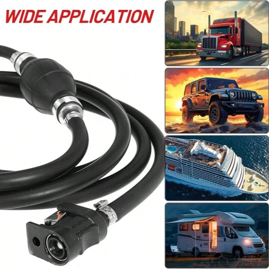 Marine Outboard Motor Fuel Line Kit, 10FT 6mm (1/4‑Inch) Fuel Hose Assembly With Primer Bulb & Connector, Leak‑Proof Universal Replacement Accessory For Boats, RVs, Tractors & Caravans